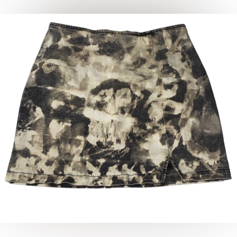 Tie-dyed black Jean Skirt Acid Wash Wild Fable